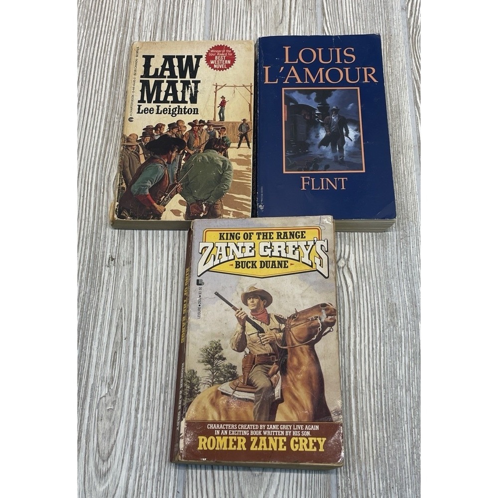 Vintage Western Paperback Book Lot Louis L'Amour Zane Grey Lee Leighton 3 Books